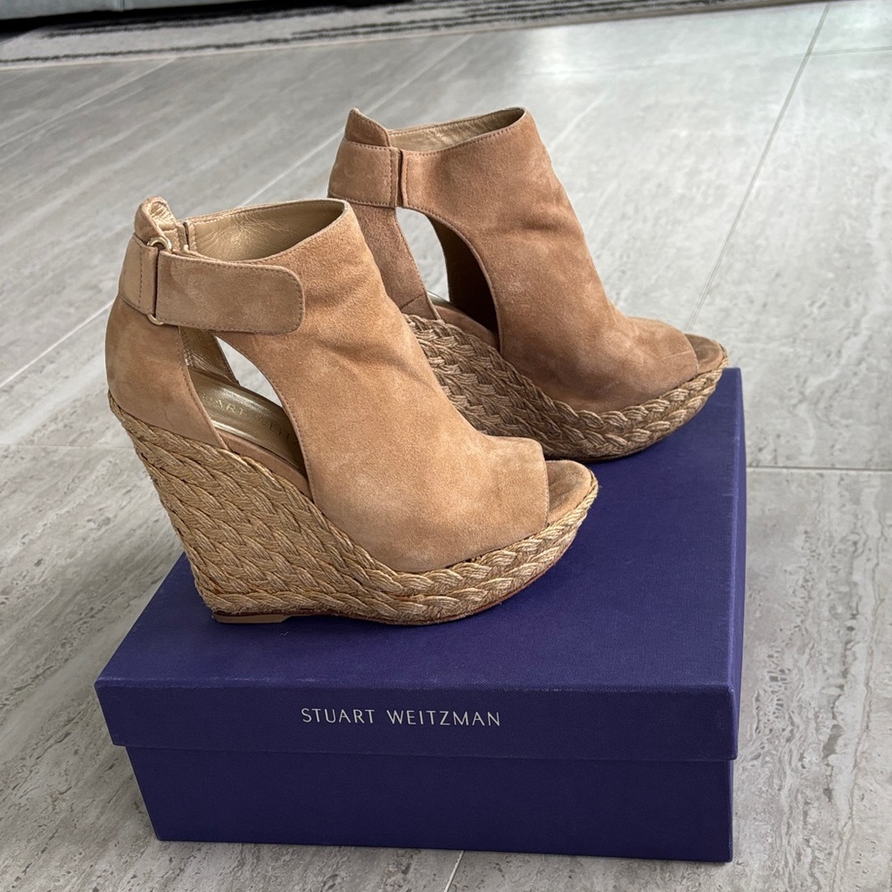 Stuart Weitzman Camel Wedge Booties